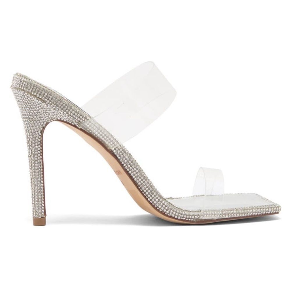 STEVE MADDEN PENDING EMBELLISHED TRANSLUCENT STRAP STILETTO HEEL - Picture 4 of 7